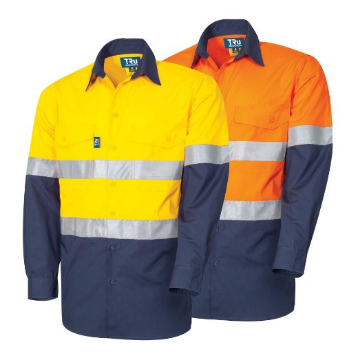 Picture of TRu Workwear Ripstop Vented L/S Hi-Vis Cotton With Reflective Tape